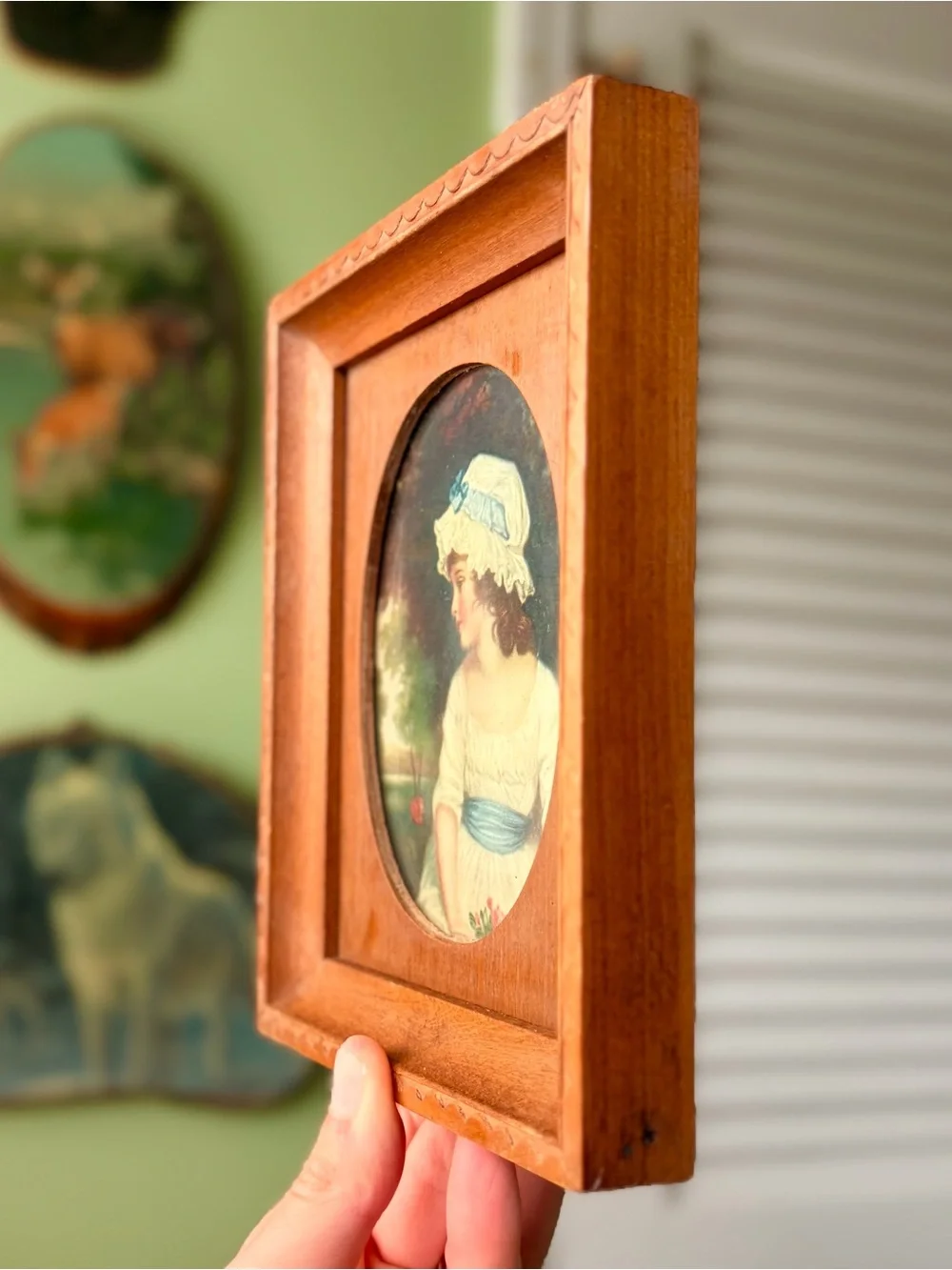 Vintage Framed Victorian Girl Portrait in Nature Wall Art Decor